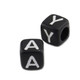6mm Square Black A-Z White Plastic Alphabet Letters Beads Box Set - 50 Each Alphabet